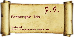 Forberger Ida névjegykártya